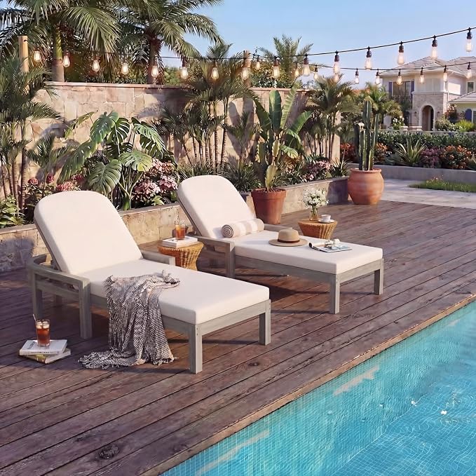 Outdoor Chaise Lounge Chair Set of 2, Patio Chaise Lounge Recliner - Image 8