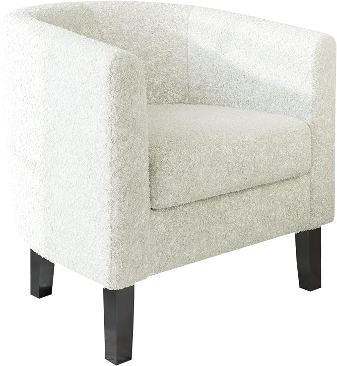 BELLEZE Accent Barrel Chair, Linen Round Chair Club Tub Sofa Corner Chair - Image 6