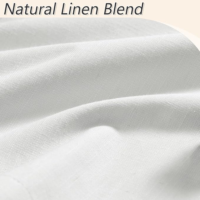 White 100% Blackout Linen Curtains 84 Inch Length 2 Panels Set - Image 6