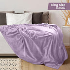 Utopia Bedding Ultra Soft Fleece Bed Blanket King Size Lilac | Microfiber Plush - Image 2