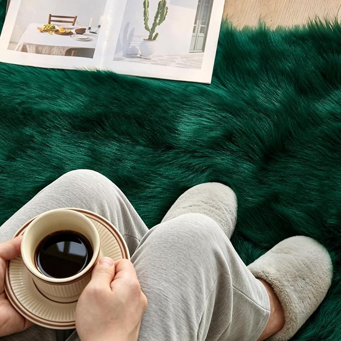 MIULEE Fluffy Area Rug 3x5 ft Faux Fur Sheepskin Rug - Image 3