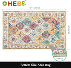 HEBE Area Rug for Entryway 3'x5', Washable Non Slip Boho Bedroom Rug | Soft - Image 2