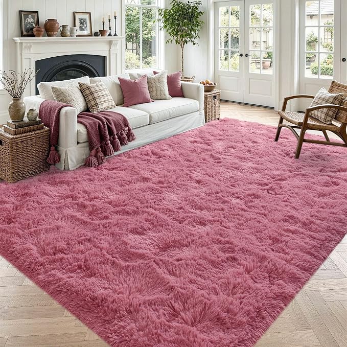6x9 Large Blush Fluffy Soft Area Rug Non-Slip by ModernHomeDecor