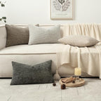 MIULEE Decorative Chenille Lumbar Pillow Covers Neutral 12x20 Pack of 4 | Mid - Image 5