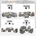 ovios 6 Pieces Patio Furniture Set, Outdoor Wicker Sectional Sofa - Image 6