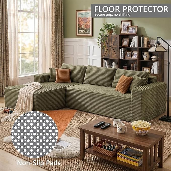 108" Boneless Couch Modular Sectional Sofa, L-Shaped Couch - Image 4