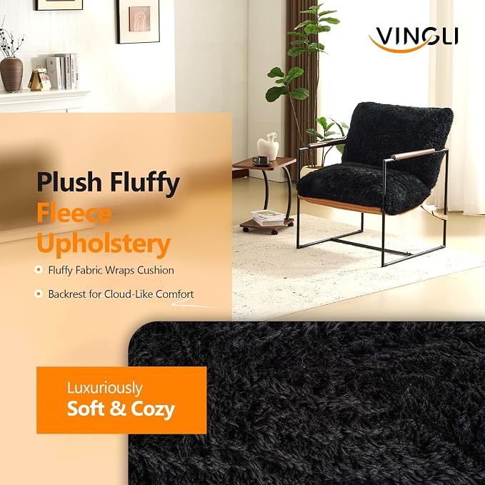 VINGLI 28" Wide Plush Upholstery Sling Modern Accent Chair - Image 4