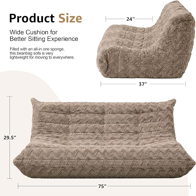 Bean Bag Chairs for Adults Giant Bean Bag Chair Memory Foam BeanBag Chair Bean - Image 2