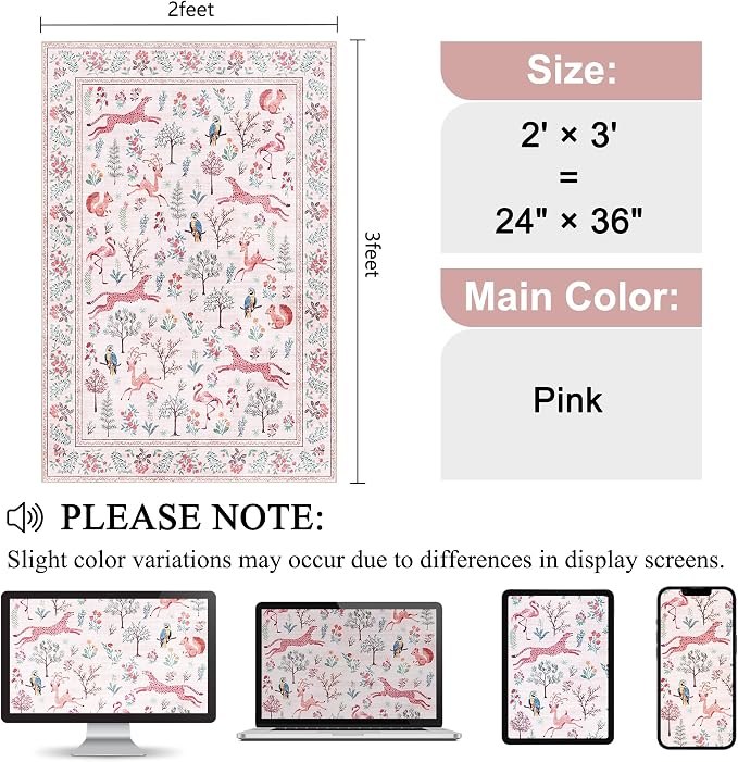 DUKINO 2x3 Entryway Rug, Washable Door Mat Animal Rug - Image 2