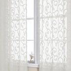 Furman Ivory Sheer Kitchen Curtains Tiers 36 inch Length, Light Filtering Soft - Image 3