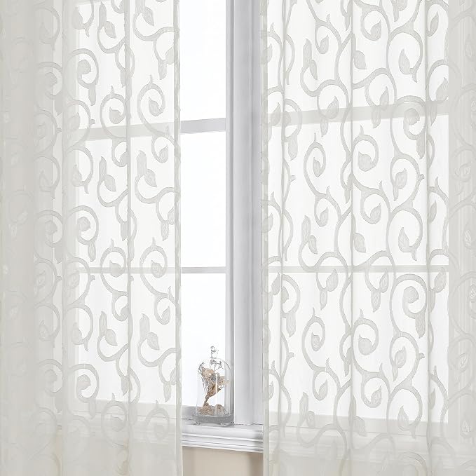 Furman Sheer Ivory Curtains 84 inches Long by OWENIE