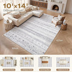 cotiled Boho 10x14 Area Rug for Living Room: Large Moroccan Washable Rug | - Image 8