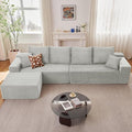 140" Sectional Cloud Couch for Living Room, Modular Floor Deep-Seat Sofa by Lakifun