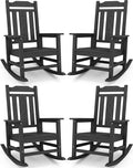 SERWALL Oversized Rocking Chair, HDPE Outdoor Rocking Chairs Set of 4, Patio by SERWALL