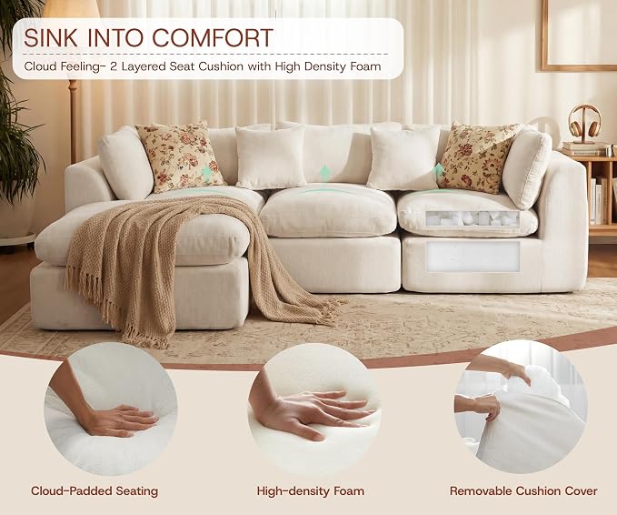 GRUSIGN 110'' Oversized Cloud Sectional Boneless Couch - Image 5