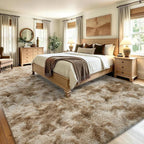 8x10 Extra Large Tie-Dyed Beige Fluffy Area Rug Non-Slip - Image 4