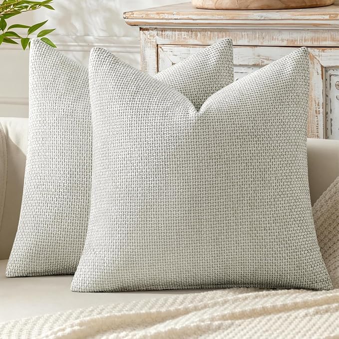 MIULEE Decorative Couch Throw Pillow Covers 18x18 Inch Grey-White 2 Pack | by MIULEE