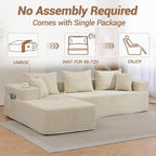 105'' Modular L-Shaped Boneless Sectional, Corduroy Deep Seat Cloud Sectional - Image 6