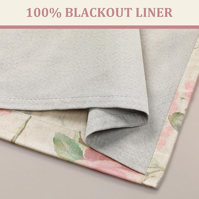 Vintage Floral 100% Blackout Curtains 84 Inch 2 Panels | Farmhouse Vintage - Image 7