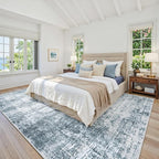 9x12 Area Rug for Living Room Bedroom: Non-Slip Modern Light Slate Blue | - Image 2