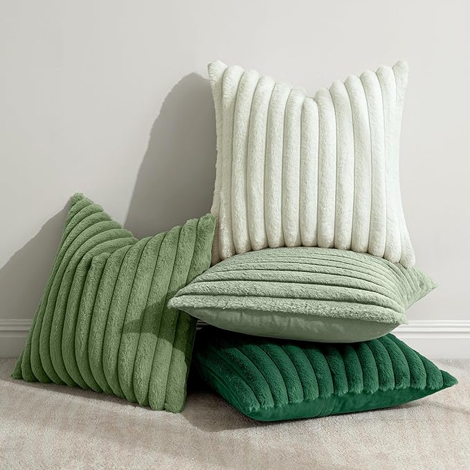 MIULEE Faux Fur Plush Decorative Throw Pillow Covers 18x18, Soft Modern Cozy - Image 3