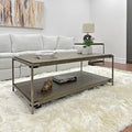 50 inch Wood Coffee Table with Removable Casters, Industrial Living Room Center by Noeko