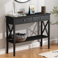 ChooChoo Console Table with Drawers, Narrow Wood Accent Sofa Table Entryway by ChooChoo