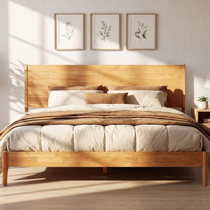 Acacia Haven King Size Bed Frame and Headboard, Solid Wood Platform Bed Frame by AACACIAFURNITURE