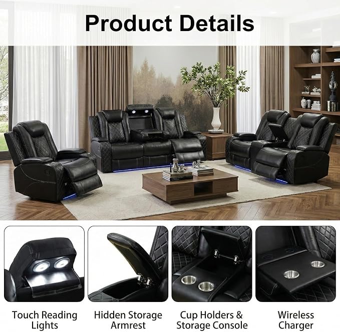 3-Piece Power Reclining Sectional Sofa Set - Image 4