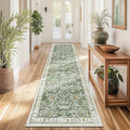 Yamaziot 2x8 Washable Hallway Runner Rug Non Slip Floral Carpet, Sage Green | by Yamaziot