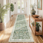 Yamaziot 2x8 Washable Hallway Runner Rug Non Slip Floral Carpet, Sage Green | by Yamaziot