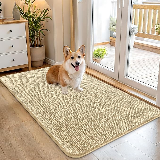 OLANLY Dog Door Mat for Muddy Paws 45x27, Super Absorbent Chenille Mud Mat | by OLANLY