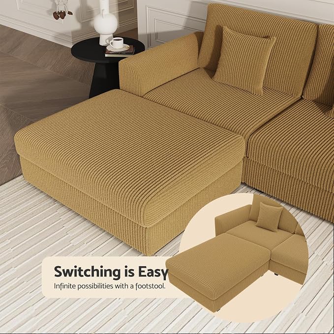 146" Modular Sectional Sofa, Oversized U Shaped Couch, Convertible Sleeper Sofa - Image 8