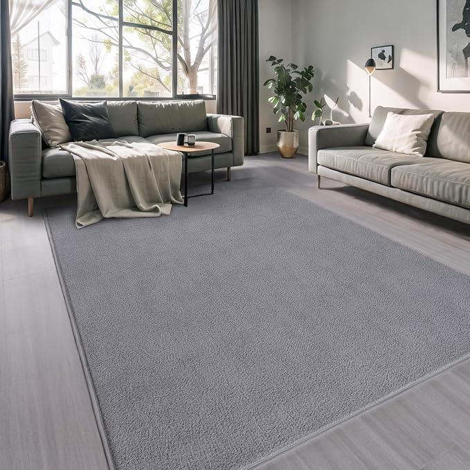 5x7 Area Rugs for Living Room Non Slip Dorm Bedroom Rug, Dark Grey | Modern - Image 8