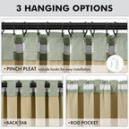 MIULEE 100% Blackout Linen Curtains 42 x 84 Inch Sage Green 2 Panels | Thermal - Image 5