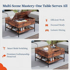 Coffee Table with Storage, Square Coffee Table with Display Shelf and Hidden - Image 5
