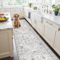 Grey Floral Hallway Runner Rug 3x7 by WelcometoBabovid