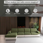 OHSIO Sectional Couch Covers, Wear Resistant Stretch Sofa Covers Washable Soft - Image 4