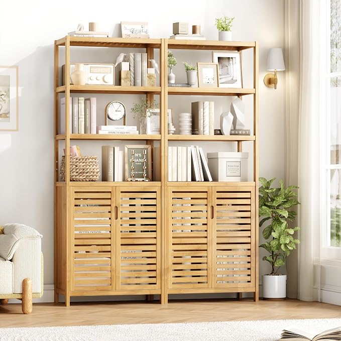 HIFIT Tall Bathroom Storage Cabinet, Corner Tall Cabinets Freestanding - Image 6