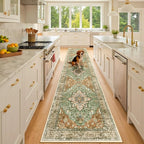 RELEANY Washable Area Rug, Runner 2'x10', Brick/Brown/Green | Non-Slip by RELEANY