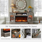 OKD 3-Sided Glass Farmhouse Fireplace TV Stand - Image 5