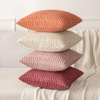 MIULEE Corduroy Decorative Throw Pillow Covers 18x18 Coral Pack of 2 | Soft - Image 4