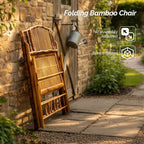VINGLI Bamboo Rattan Folding Loveseat, Handmade Double Seat Folding Chair - Image 7