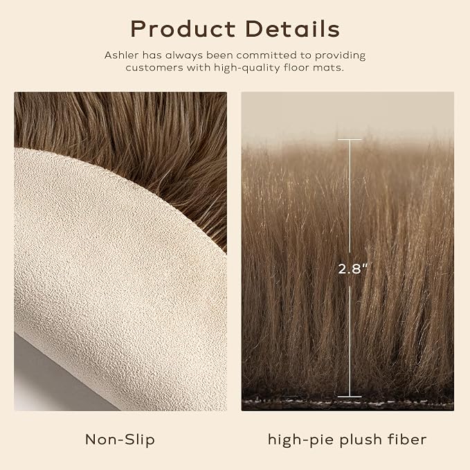 Ashler Faux Fur Rug, Fluffy Shaggy Area Rug Ultra Soft 2.3 x 3.3 Feet Sheepskin - Image 7