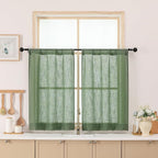 Chyhomenyc Sage Green Semi Sheer Curtains 36 Inch Length, Light Filtering Faux by Chyhomenyc