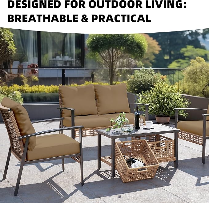 8Pcs Outdoor Cushion Covers, Elastic Patio Cushion Covers | Washable, - Image 4