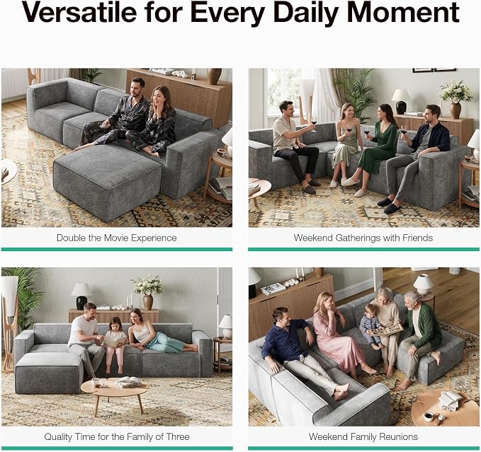 Novilla 117.7" Modular Sectional Sofa, No Assembly Cloud Sectional Couch - Image 11