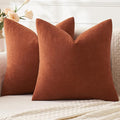 MIULEE Fall Rust Chenille Couch Euro Throw Pillow Covers, 22x22 | Set of 2 by MIULEE