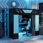 Full Size Wood Loft Bed with Built-in Workstation, Smart Storage, RGB Lighting by Bekeknlny