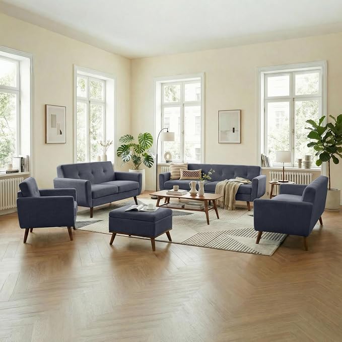 Tbfit 56" W Loveseat Sofa, Mid Century Modern Decor Love Seat Couches - Image 8